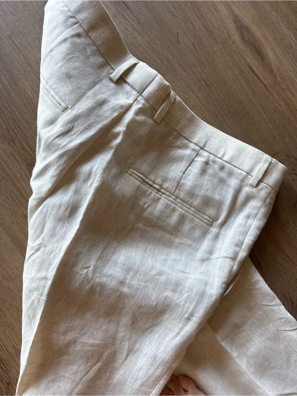 H&M Slim Fit Trousers in Light Beige